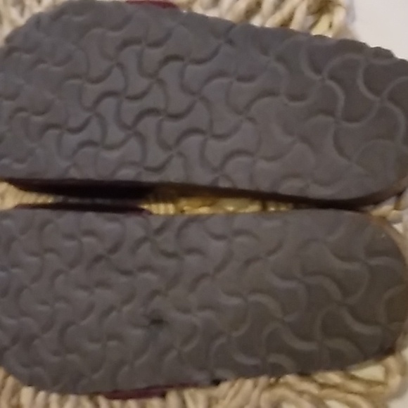 Birkenstock Maroon "MADRID" Leather Slides with Brass Buckles, Size 37, Narrow. - Picture 3 of 3